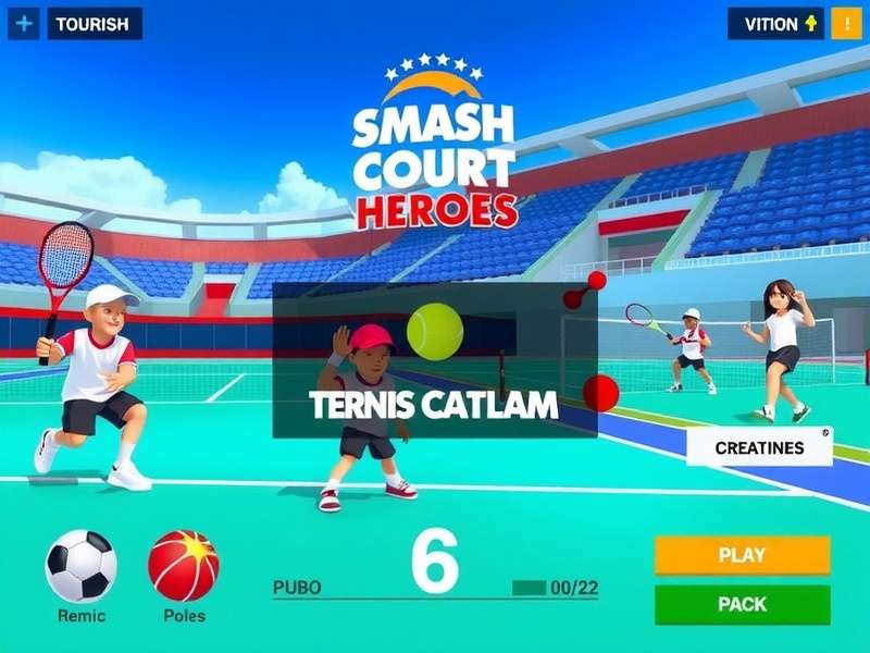 Smash Court Heroes gameplay screenshot showing tennis action